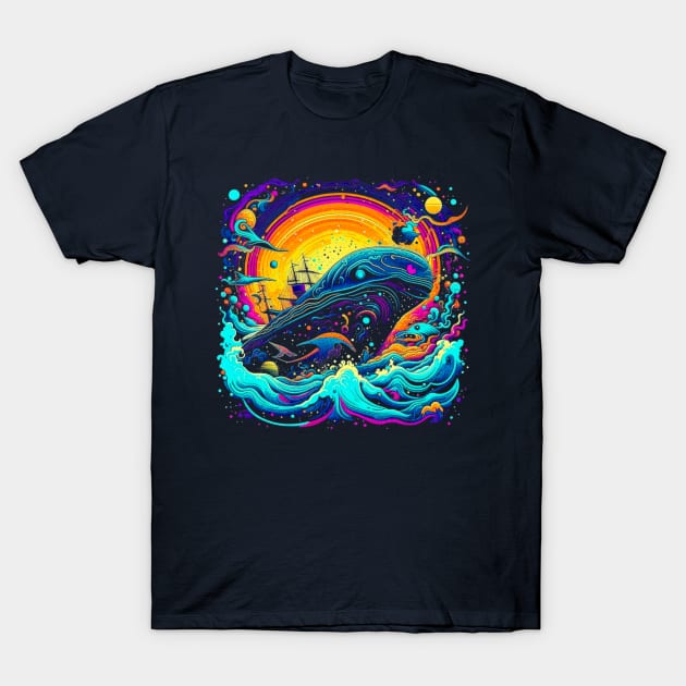 Dolphin Ship Fantasy Illustration T-Shirt by vystudio